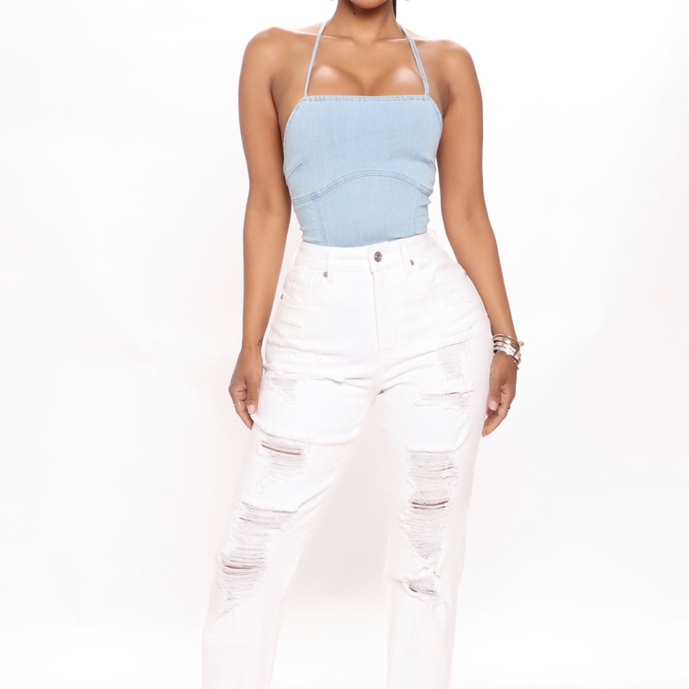 Light Wash Denim Fashion Nova Bodysuit